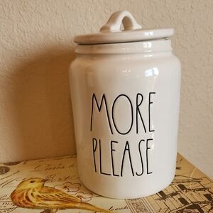 Rae Dunn White Ceramic Jar with Black Logo